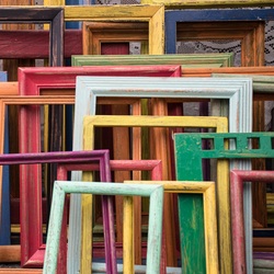  stacks of multi-colored frames